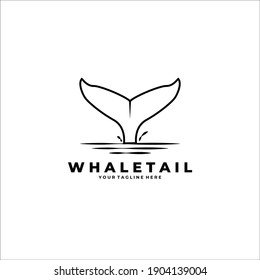 whale tail line art minimalist vector logo illustration design