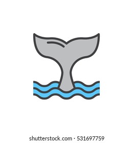 Whale tail line icon, filled outline vector sign, linear colorful pictogram isolated on white. Symbol, logo illustration