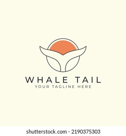 whale tail with linear and emblem minimalist style logo vector icon illustration template design