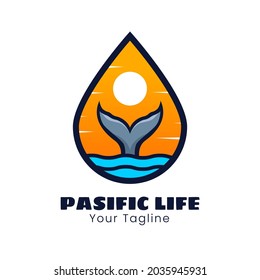 Whale tail logo design vector