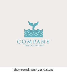 whale tail logo design vector