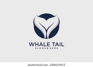 Whale tail logo design vector illustration with creative idea