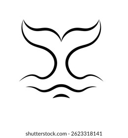 Whale Tail  logo icon illustration flat