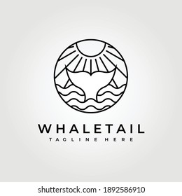 whale tail logo vector illustration design graphic, on sunrise and sunset view , branding simple logo