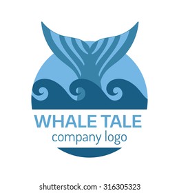 Whale tail logo. Vector isolated illustration.