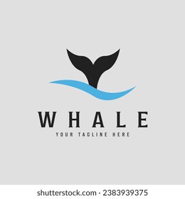 whale tail logo vector line art icon simple minimalist illustration design