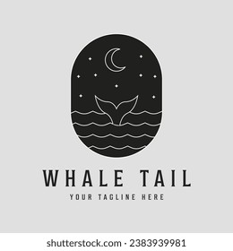 whale tail logo vector line art icon simple minimalist illustration design
