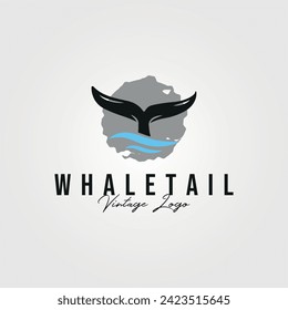 whale tail logo vintage vector illustration design