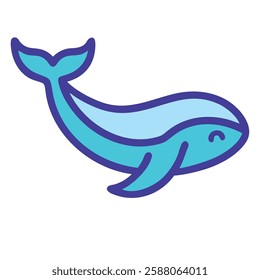 Whale tail marine life icon illustration