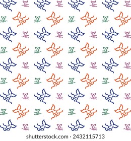 Whale tail multicolor repeating trendy pattern stylist vector illustration background