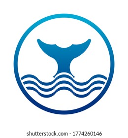 whale tail in the ocean logo concept with gradient style