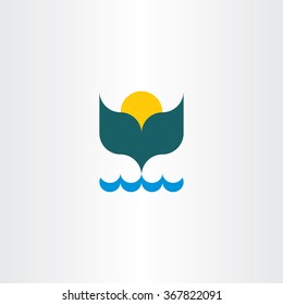 whale tail ocean sun vector summer icon design