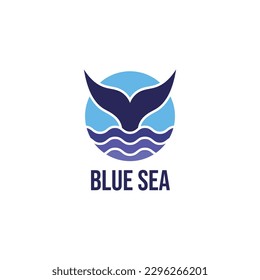 whale tail and ocean wave combination logo