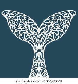 Whale tail. Ornament artistic vector illustration for tattoo, t-shirt print