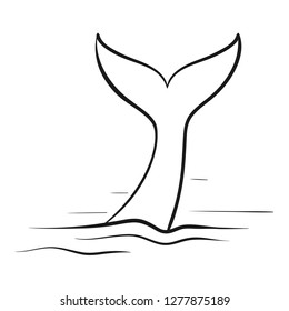 Whale tail scetch. Vector illustration
