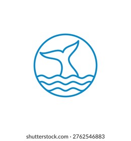 Whale Tail And Sea Wave Logo Design 002