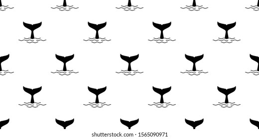 whale tail seamless pattern shark fin vector dolphin fish scarf isolated repeat wallpaper tile background animal cartoon illustration ocean sea design