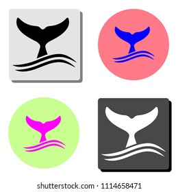 Whale tail. simple flat vector icon illustration on four different color backgrounds
