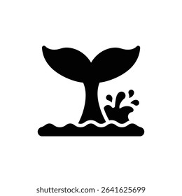 Whale Tail Splashing Water for Ocean or Marine Life Illustration