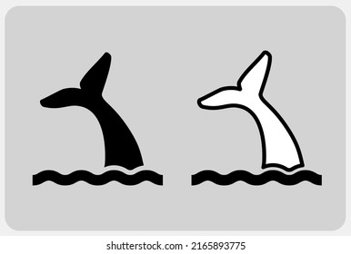 Whale tail vector icon. Caution sign Animal area in vector illustration