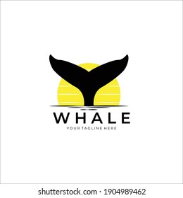 whale tail vintage logo vector illustration design