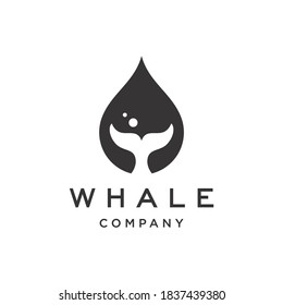 whale tail water drop logo design vector illustration