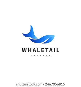 whale tail and wave logo design illustration 2