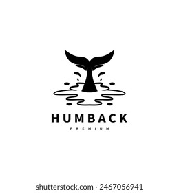 whale tail and wave logo design illustration