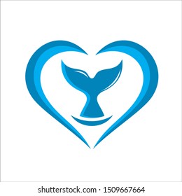 Whale tail wave logo sign emblem on white