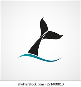 whale tail wave logo sign emblem on white background vector illustration