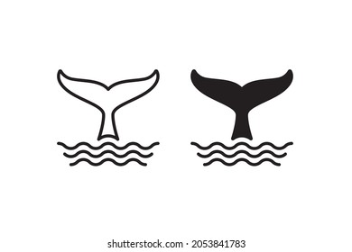 whale tail and waves icon vector for websites - Shutterstock ID 2053841783