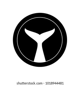 Whale (tail),black and white icon. Vector,logo design