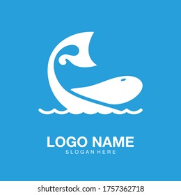 A Whale is taking air on surface of water logo icon and symbol design inspiration vector illustration