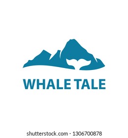 whale tale with blue mountain in behind, logo template