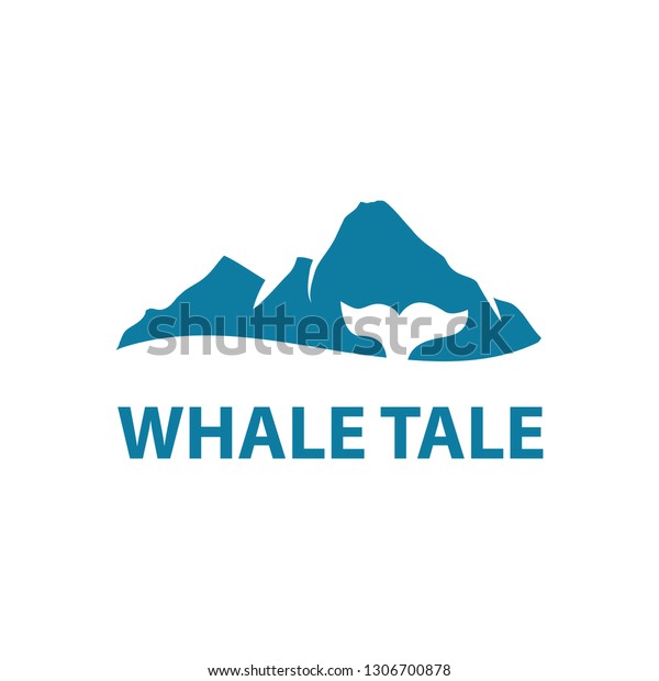 Whale Tale Blue Mountain Behind Logo Stock Vector Royalty Free