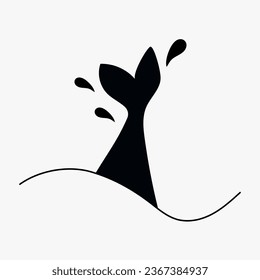 Whale Tale Icon, Animal, Mammal, Conservation Concept Vector Illustration Can Used for Topics Like Wildlife, Ocean, Ecosystem.