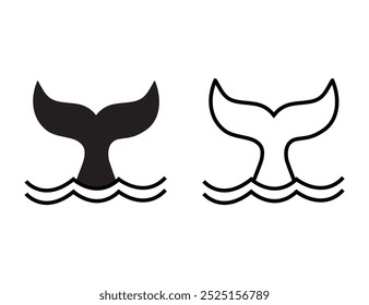 Whale Tale Icon, Animal, Mammal, Conservation Concept Vector Illustration colo editable