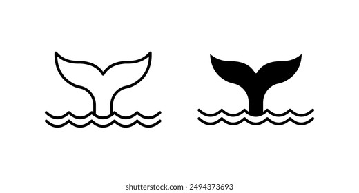 Whale Tale Icon set, Animal, Mammal, Conservation Concept Vector Illustration colo editable