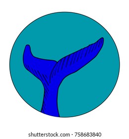 Whale tale vector illustration. Doodle style. Design, print, logo, decor, textile, paper