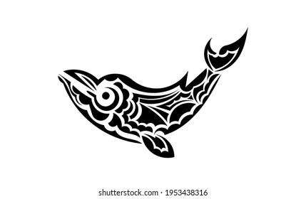 Whale tattoo in Maori style. Isolated. Vector illustration