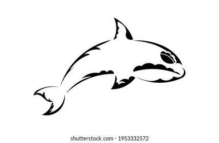 Whale tattoo in simple style. Isolated. Vector illustration