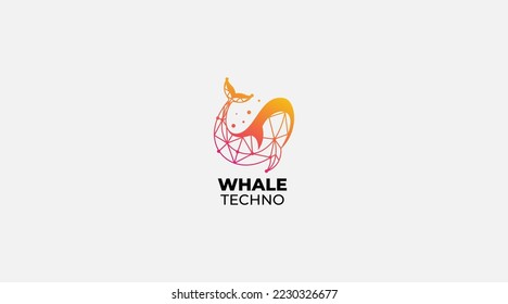 Whale techno logo design vector icon template