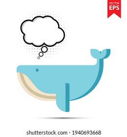 Whale with thought bubble isolated on white background. Animal symbol for your web site design, logo, app, UI. Eps10 vector illustration.