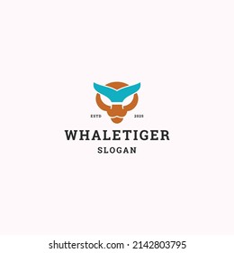Whale tiger logo icon flat design template 