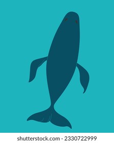 Whale top view vector illustration in simple flat modern style.