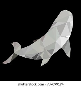 Whale in triangle style on the black background
