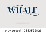 Whale typography beauty fashion elegant minimalist serif italic fonts decorative wedding vintage retro logos. Minimal luxury font alphabet logo. Vector illustration