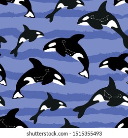 whale vector animals seamless patten. Concept for cards, textile , web design