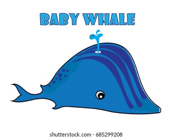 Whale vector cartoon illustration wallpaper t shirt design for kids with salt water mammal theme