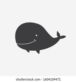 Whale. Vector children's drawing of a whale. Flat illustration. Symbol of a whale.